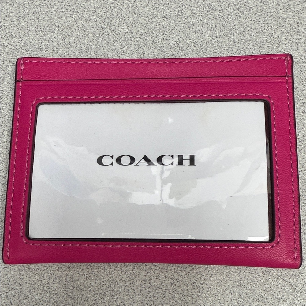 Coach Fuchsia Leather Card Holder - Picture 2 of 4
